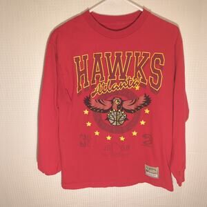 Mitchell & Ness M Atlanta Hawks Hardwood Classics Long Sleeve Shirt NBA Cotton